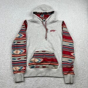 Hooey Aztec Medium Hoodie Gray Serape Sleeve Southwestern Logo Pullover Outdoors
